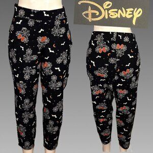 Disney +3 Black Stretch High Waisted Spooky Spider Webs & Bows Graphic Leggings